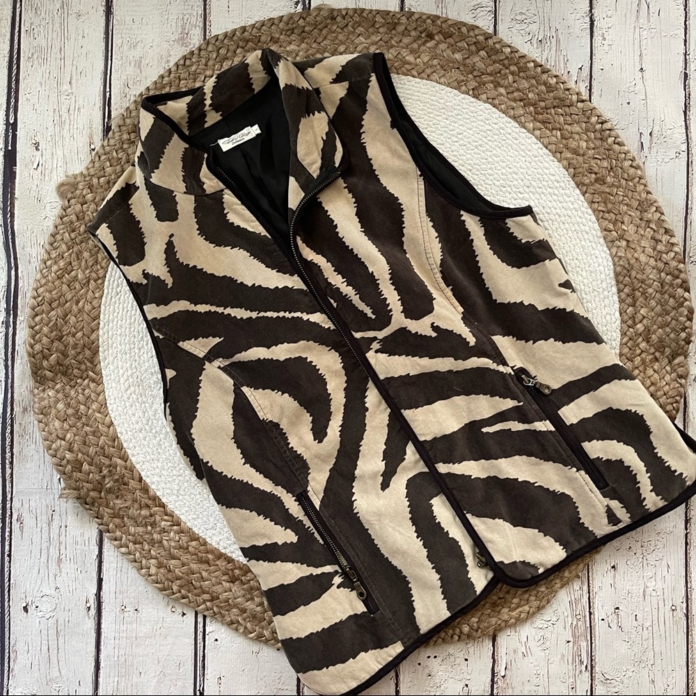Tasha Polizzi Zebra Print Vest - Black and Cream